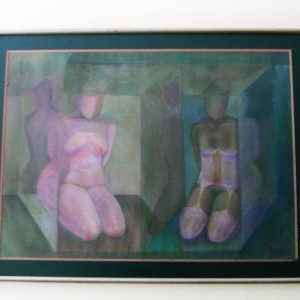 abstract pastel on carboard framed, sandra jones abstract pastel drawing